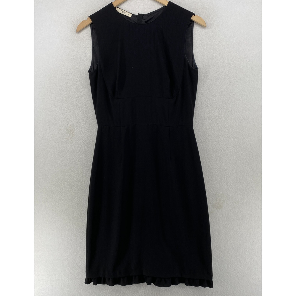 PRADA MILANO Dress 42 S Silk Blend Sheath Sleeveless Career Workwear Black - Picture 1 of 15